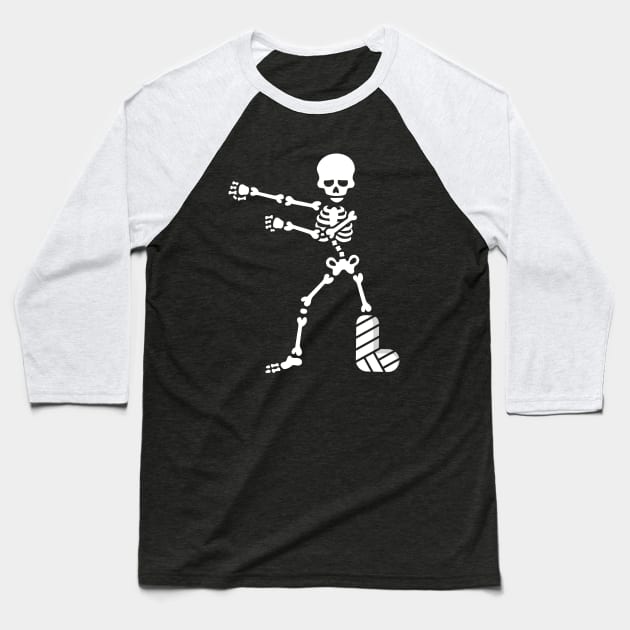 Broken leg plaster floss dance flossing skeleton Baseball T-Shirt by LaundryFactory